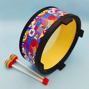 Wholesale Colorful Printed Kids Floor <b>Drum</b> Standing Hand <b>Drum</b> With Mallets Orff Percussion Instrument <b>For</b> Toddler Rhythm - Product Image 3