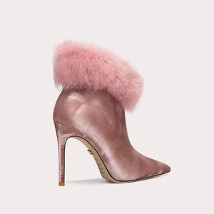 Zapatos de invierno con cúspide para mujer, botines de tacón alto superior de piel sintética y piel de conejo, botines <span class=keywords><strong>rosas</strong></span> sexis de alta calidad - Product Image 2