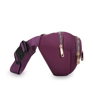 Sac de poitrine violet pour femmes avec plusieurs poches, fermeture éclair résistante à l'eau, sac de taille décontracté pour un usage quotidien - Product Image 1