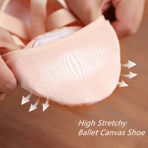 121131008 Scarpe da Danza Classica per Bambina in Tela di Cotone Elasticizzata, <span class=keywords><strong>Ballerine</strong></span> Slip-On con Inserti in <span class=keywords><strong>Pelle</strong></span>, Scarpe Basse da Donna - Product Image 4