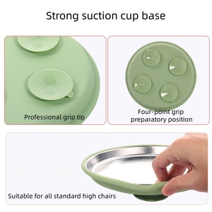 Assiette à dîner pour bébé en silicone sans BPA, à compartiments, avec ventouse, motif rayé, pour les bébés de 0 à 12 <span class=keywords><strong>mois</strong></span> et les enfants de <span class=keywords><strong>4</strong></span> ans et plus - Product Image 5