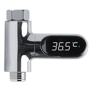 Duş su termometresi 360 derece rotasyon akış kendini üreten LED ekran banyo ev bebek su duş termometre - Product Image 4
