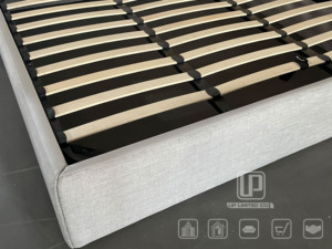 โครงเตียงดีไซน์มินิมอลเหนือกาลเวลา UPdecors รุ่น UP-004 Mini เตียงคู่แบบโมเดิร์นหุ้มเบาะพร้อมหัวเตียง ทำจากไม้เนื้อแข็ง - Product Image 2
