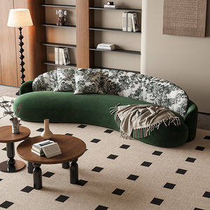 GEDO Sofa model Perancis, bagian Sofa lengkung kain Retro dengan cetakan untuk ruang tamu - Product Image 1