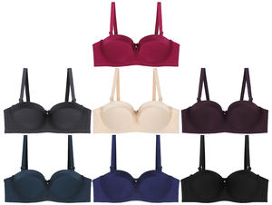 BINNYS alta calidad media taza Soutien Gorge Grandes Bonnets Color sólido Underwire Sujetador mujeres Push up balcón Balconette Bra - Product Image 6