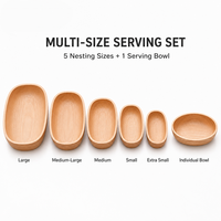 Bol en bois massif d'hévéa multifonctionnel ovale peu profond pour salade, fruits, collations, service, bol en bois naturel pour la maison et la cuisine, cadeau de détail