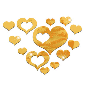 Autoadesivo della parete dello specchio 3d del cuore della decorazione domestica di combinazione libera di vendita calda all'ingrosso - Product Image 1