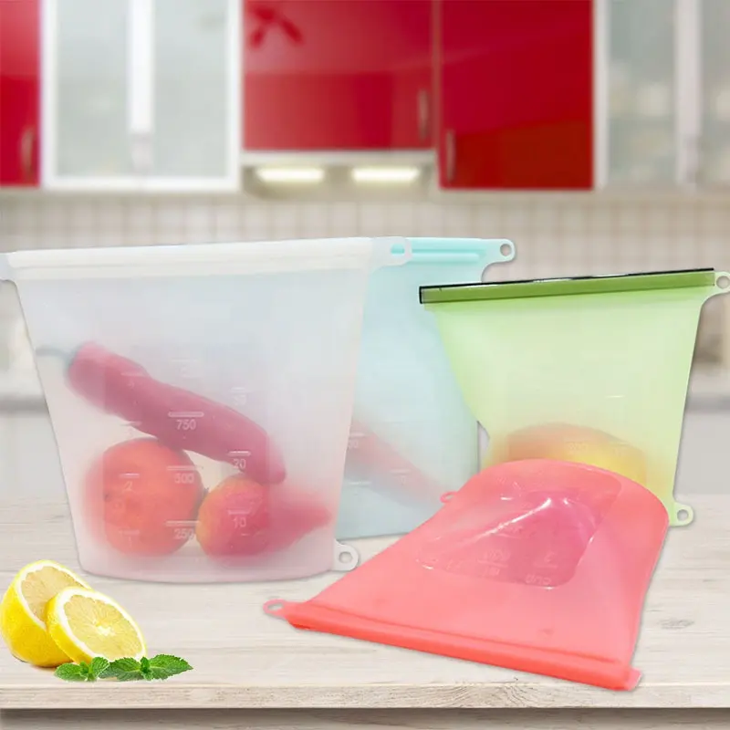 Microwave and Dishwasher Safe Reusable Silicone Storage Ziplock Bag Food Storage Container