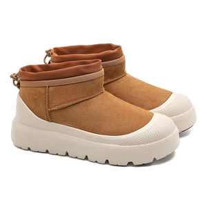 Botas de Nieve de Invierno para Parejas, Diseño de Botas Cortas con Forro de Felpa, Zapatos de Gamuza de Fibra de Vaca para Hombre - Product Image 1