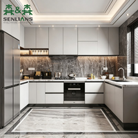 Armoires de cuisine murales en bois sur mesure SLS à bon prix, design modulaire intégré, résistantes à l'eau, écologiques, style moderne