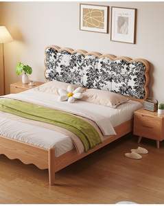 <span class=keywords><strong>Lit</strong></span> en <span class=keywords><strong>bois</strong></span> massif de style scandinave, tête de <span class=keywords><strong>lit</strong></span> capitonnée florale, <span class=keywords><strong>lit</strong></span> plateforme - Product Image 4