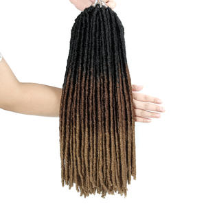 Nuevas trenzas 18 "Straight Gypsy Locs 3 <span class=keywords><strong>Tone</strong></span> Ombre Goddess Faux Locs Extensiones de cabello Trenzas sintéticas de ganchillo - Product Image 1