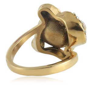 European American Style Gold <b>Crystal</b> <b>Ring</b> With Green Gemstone Bezel Setting Unisex Everyday Wear Jewelry 21040 - Product Image 2