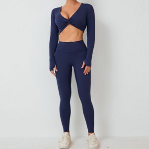 Conjunto Deportivo de Yoga de 2 Piezas para Mujer, Nuevo Modelo 2024, Elástico, Cintura Alta, Diseño Sólido, Transpirable, Ligero, Manga Larga - Product Image 6