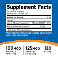 Complément alimentaire certifié GMP International Health Winner Vitamine K2 + D3 en capsules 100mcg K2 125mcg D3 Améliore la densité osseuse et le système immunitaire
