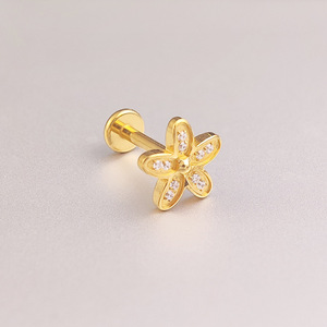 Boucles d'Oreilles Labret en Acier Inoxydable avec Fleur Étoile et Lèvres Piercing Zircon Monroe Anneau d'Oreille Tragus Helix Piercing Cartilage, 1 Pièce - Product Image 6