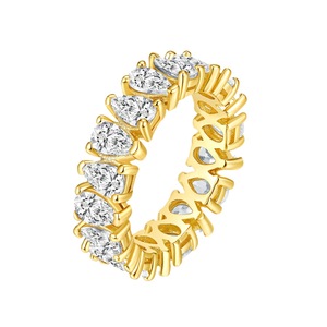 Bague d'éternité en moissanite pavée en forme de poire, en argent S925, empilable, pour cadeau d'anniversaire de mariage - Product Image 1