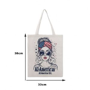 Bolsa de Compras de Lona con Diseño de Chica Americana, Personalizada, Moderna y Promocional para el Día de la Independencia de EE. UU. - Product Image 2