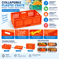 Caisse de rangement pliable en plastique pour fruits, boîte de transport pour pain, caisses pliantes empilables pour déménagement, caisses agricoles en plastique pliables