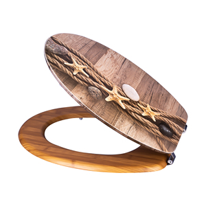 Juego de Baño Moderno <span class=keywords><strong>Universal</strong></span>, Inodoro con Frente Cerrado de Madera, Forma Redonda, Asiento de Inodoro con Cierre Suave - Product Image 2