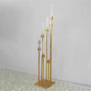ขายส่งหรูหรา <span class=keywords><strong>8</strong></span> แขนโลหะทองเชิงเทียนตาราง Centerpieces โคมไฟระย้าสําหรับงานแต่งงานหน้าแรกตกแต่งเครื่องประดับ - Product Image 1