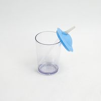 Gobelet compact portable pour enfants en plastique minimaliste de qualité alimentaire sans BPA résistant aux hautes températures 250ML avec paille