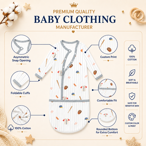 Combinaison pour bébé en coton biologique 100% avec logo personnalisé d'usine OEM, pyjama pour nouveau-né pour marques privées - Product Image 4