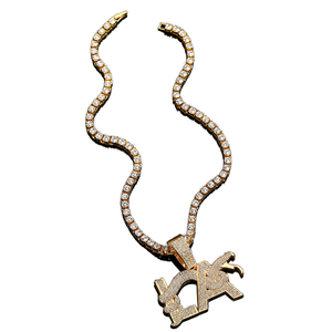 PD3042 LA & Collar de serpiente Collana con el botón A forma di lettera di serpente con Catena da Tennis placcata in <span class=keywords><strong>oro</strong></span> e Argento - Product Image 1