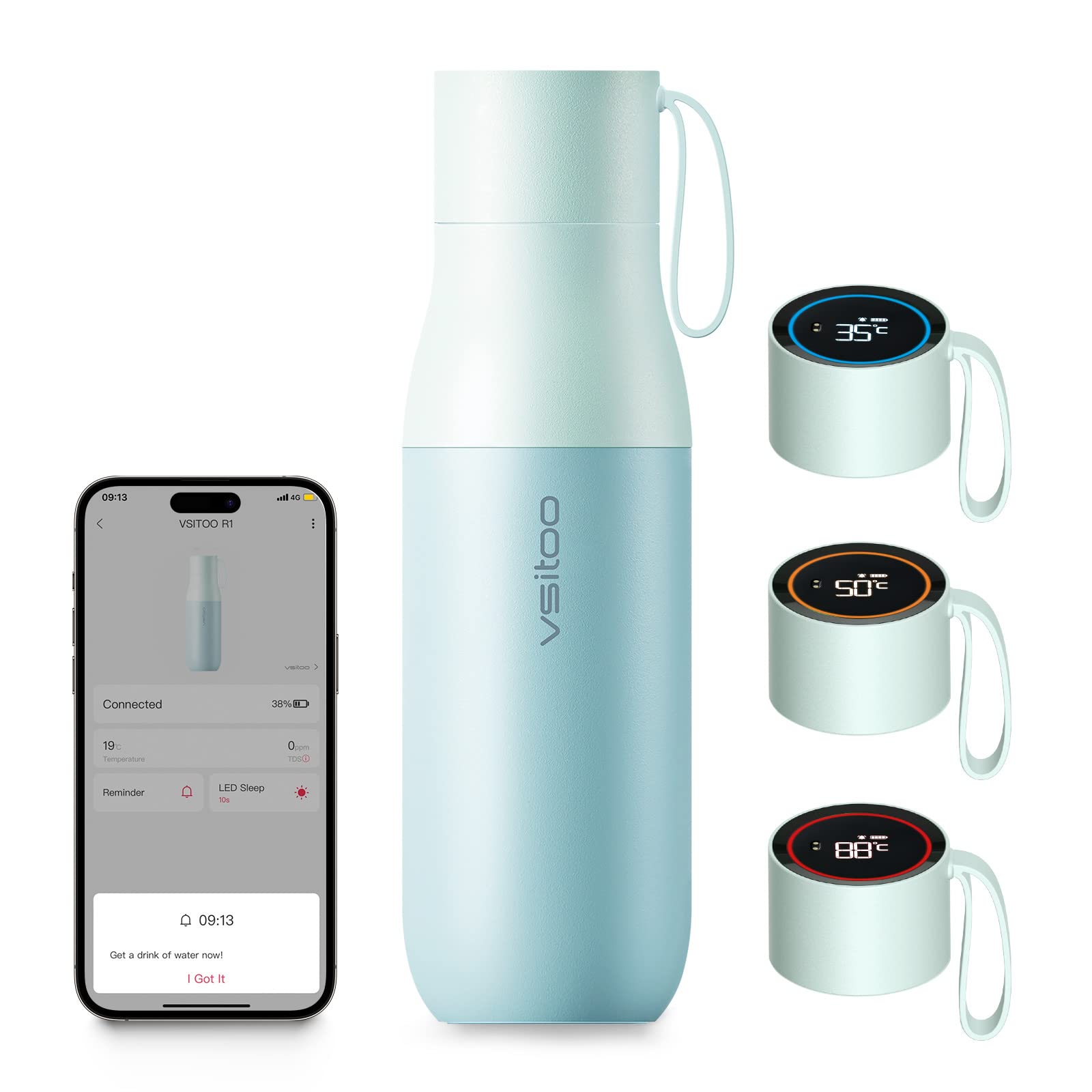 R1 Smart Edelstahl Wasser Flasche App Vakuum flaschen & Thermos flaschen Trink erinnerung TDS Wasser qualität Test Temperatur anzeige