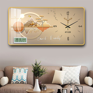 Fabbrica all'ingrosso temperatura data decorazione ristorante paesaggio di lusso moderno cristallo porcellana pittura orologio <span class=keywords><strong>vetro</strong></span> arte parete - Product Image 1