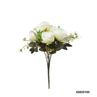 Bouquet de mini roses artificielles en soie, style européen, fleurs artificielles pour mariage, Noël, Pâques, Nouvel An, décoration de la maison et du bureau