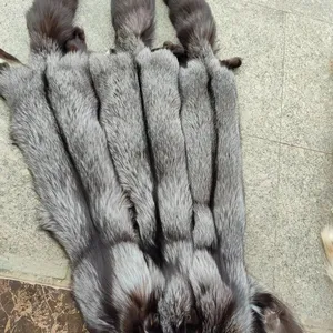 Genuine Soft Fluffy Finland Silver Fox Fur Skins Pelts Hides