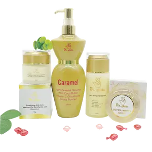 Dr.Gluta Caramel 100% Natural Glowing With Cocoa Butter And Vitamin c Whitening Booster skincare set Tumeric 4 Piece Brightening