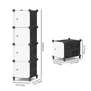 <span class=keywords><strong>Armario</strong></span> de plástico con 4 rejillas de espacio ultradelgado, color blanco y negro, barato - Product Image 2
