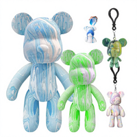 Porte-clés Ours Fluide DIY pour Enfants, Porte-clés Ours Mignon de Dessin Animé pour Cadeaux
