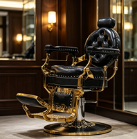Fauteuil de Barbier Haut de Gamme Antique Rembourré et Clouté pour Salon de Coiffure – Vente en Gros Usine