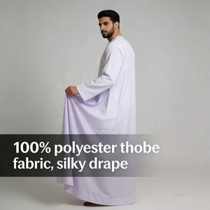 Tissu de Thobe musulman respirant et confortable 100% polyester doux pour les musulmans modernes - Product Image 6