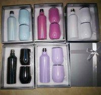500ml 750ml en acier inoxydable isolé sous vide paillettes 12oz gobelet de vin 3 ensembles en forme d'oeuf thermos paillettes vin coffrets cadeaux