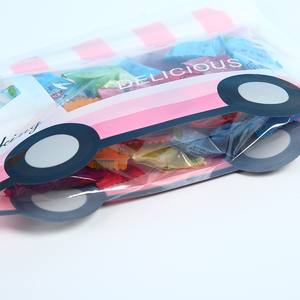 Sacs cadeaux miniatures colorés en forme de voiture, pochettes autoportantes pour l'emballage de bonbons/biscuits/thé/assaisonnements, emballage plastique. - Product Image 1