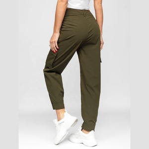 Pantalon Cargo à taille haute pour femmes, poches utilitaires multiples, jambes droites, Style Punk, rose, Faux cuir, Baggy empilé, pantalon cargo pour femmes - Product Image 6