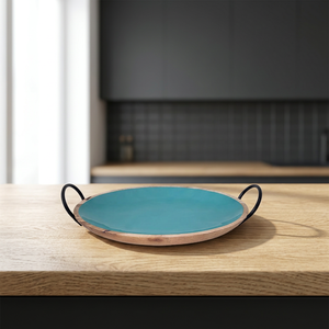 Grand plateau de service en bois mélaminé avec poignée et finition émail bleu idéal pour les hôtels et les restaurants - Product Image 1