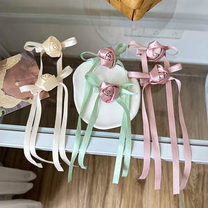 Cinta hecha a mano de fábrica, lazos de cinta de flores rosas para decoración de ropa y lazos para el cabello - Product Image 1