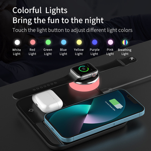Accessoires de technologie de voyage Cargadores Pregable Para Celular Chargeur universel de téléphone portable avec lumière 15W pliable 3 en 1 Logo personnalisé - Product Image 2