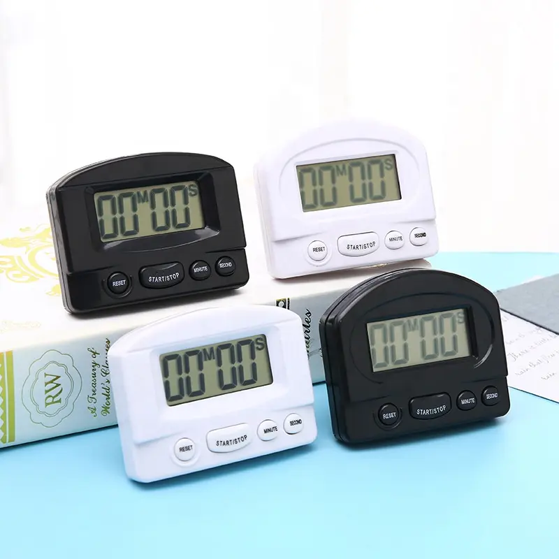 Jam Alarm Timer hitung mundur dapur Digital LCD, dengan dudukan, Timer dapur putih, praktis memasak