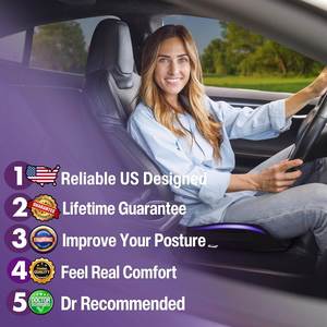 <b>Memory</b> Foam Car Seat Cushion for Back Pain Relief and Non-slip Pressure Relief Seat Cushion for Truck Driver Essentials - Product Image 2