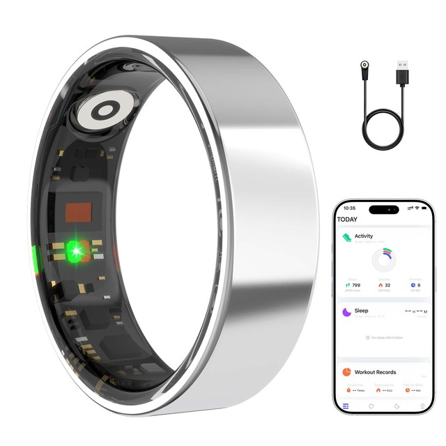 2025 Fashion Waterproof Heart Rate Blood Oxygen HRV Health Tracker Men Women Smart Ring With App