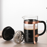 Franse perskan van hoog borosilicaatglas, huishoudelijke theepot, filterpers, theebereidingsapparaat, handgezet koffiezetapparaat