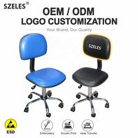 Chaise de laboratoire ESD antistatique en cuir PU avec repose-pieds pour poste de travail de ligne de production SMT – Vente en gros usine