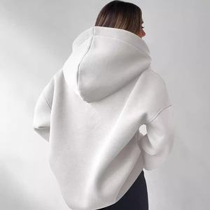 YIZE Wholesale High Quality Custom logo Women Crop <strong>Top</strong> Plain Slogan Hoodie No <strong>String</strong> - Product Image 4