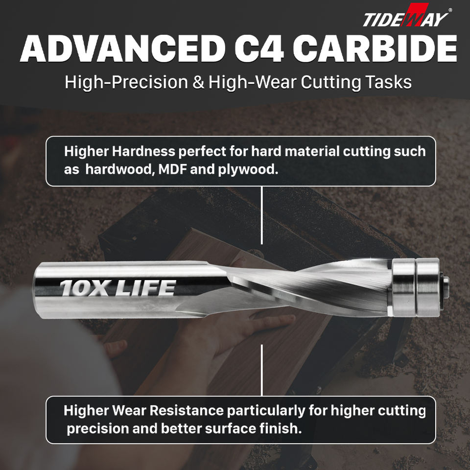 Tideway Solid Carbide Double Bearing Flush Trim up and Down Compression ...